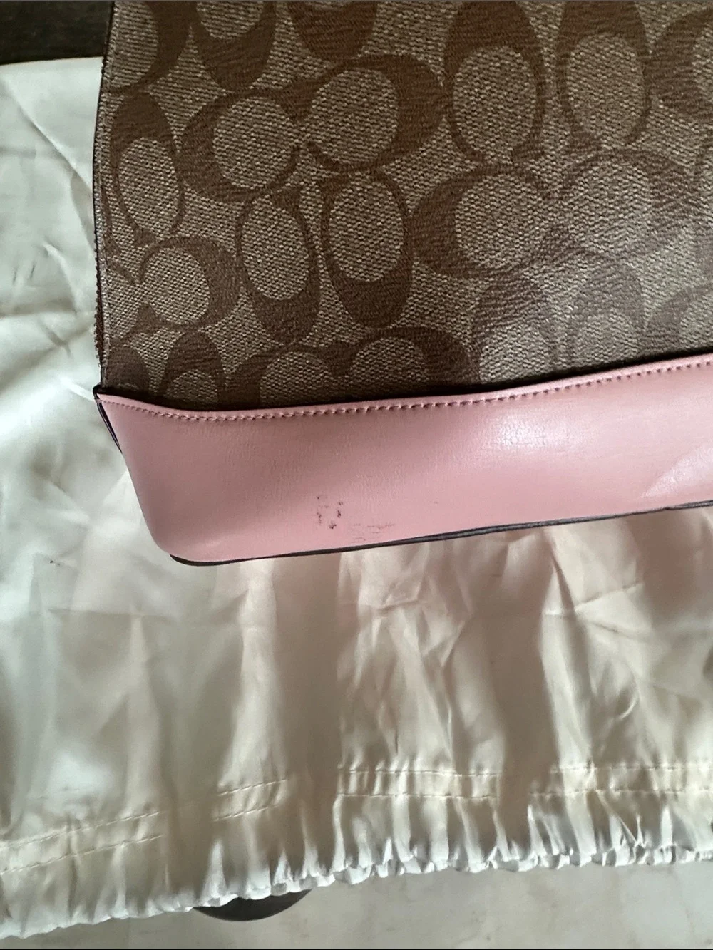 Coach Sierra Pink Trim Brown Signature Dome Satchel F27584 - Picture 6 of 13